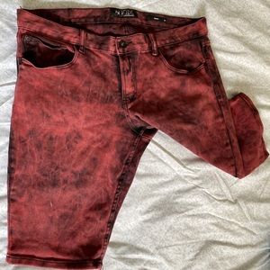 RUDE Red Goth Emo Scene Knee Shorts